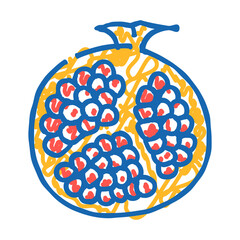 cut pomegranate doodle icon sketch vector. cut pomegranate sign. isolated symbol illustration
