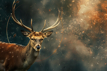 Fototapeta premium Astrological composition with concept of Deer zodiac sign symbol