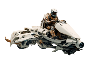 a person in a suit on a white motorcycle