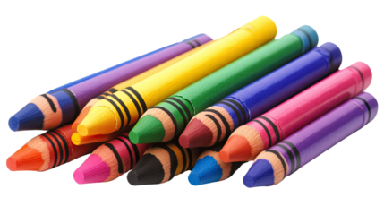 Wax crayons on a transparent background