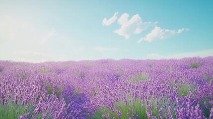 Fototapeta premium Vast Lavender Field Under Clear Blue Sky