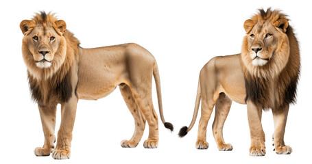 Obraz premium two lions isolated on transparent background