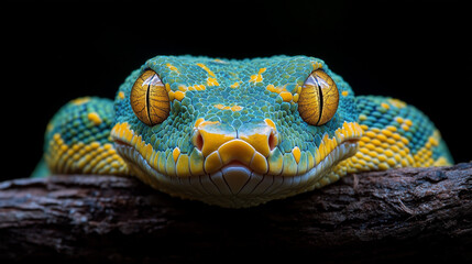 Fototapeta premium Graceful Green Python Amidst Nature's Beauty