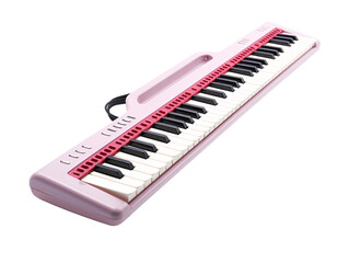 a pink and white piano