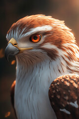 Naklejka premium Detailed 3D Render of a Hawk in Portrait Shot