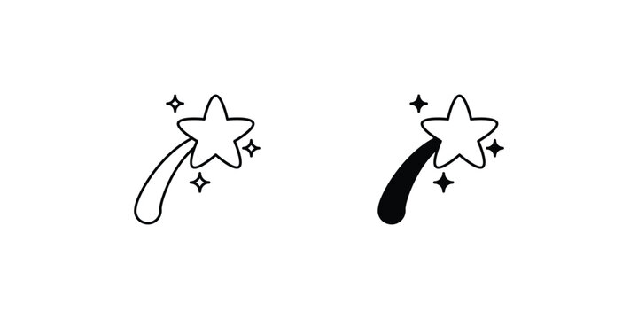 shooting star set icon with white background vector stock illustration