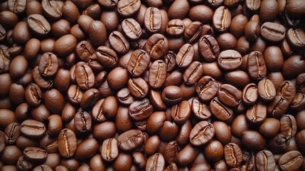 Fototapeta premium Coffee Beans Background Overhead Shot
