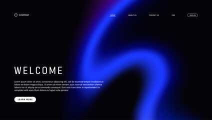 Abstract wave futuristic design of landing page. retro gradient mesh website design