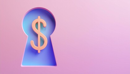 Creative illustration of a keyhole with a dollar sign, symbolizing access to financial opportunities and wealth.