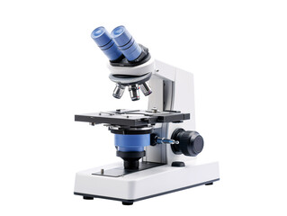 a white and blue microscope