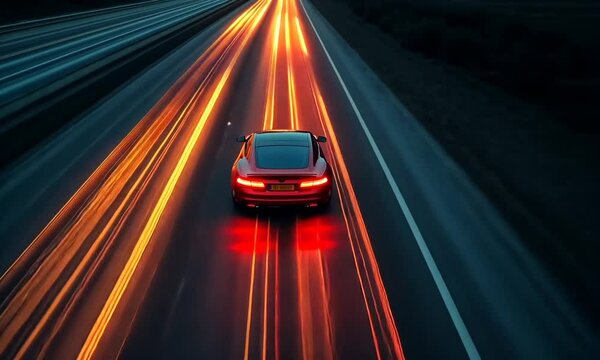 color light electric car on the road background	