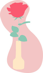 Rose with Vase vector illustration.