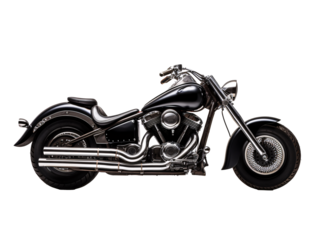 a black motorcycle with chrome pipes