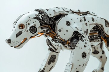 Fototapeta premium Robot Dog White Black Surface