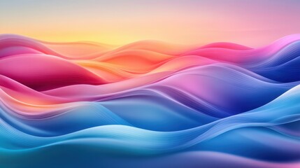 An abstract digital background featuring flowing waves and smooth gradients, with vibrant colors,  ideal for technology, creative design, and modern themes.