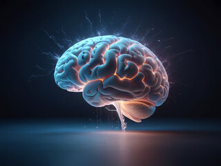 Futuristic Glowing Brain with Neural Network Effects.