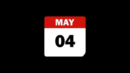 Calendar month vector icon isolated on transparent background. Red and white calendar. Calendar schedule. Business plan schedule. 4k animation