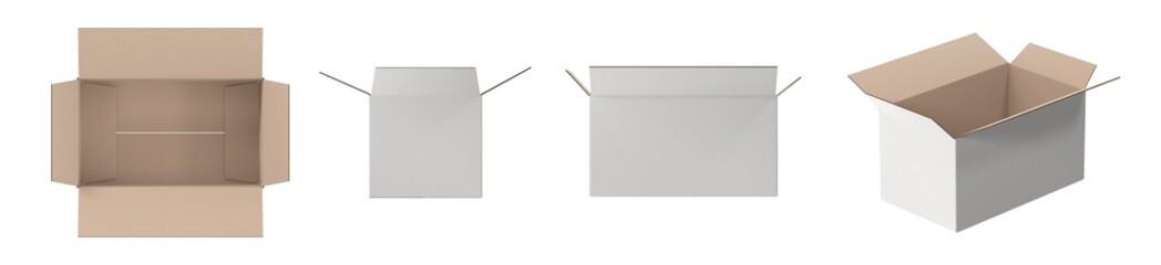 open white parcel cardboard box