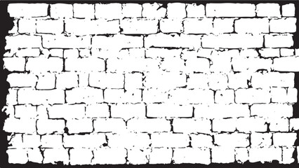 Black and white Brick wall texture. Brick wall background. Vector distressed overlay brick wall old texture. 