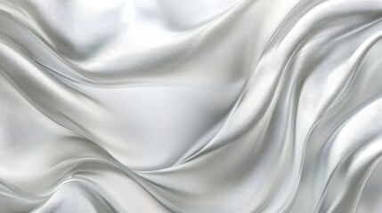 Fototapeta premium Flowing lines in shades of silver and white, creating a smooth, abstract background with soft curves.