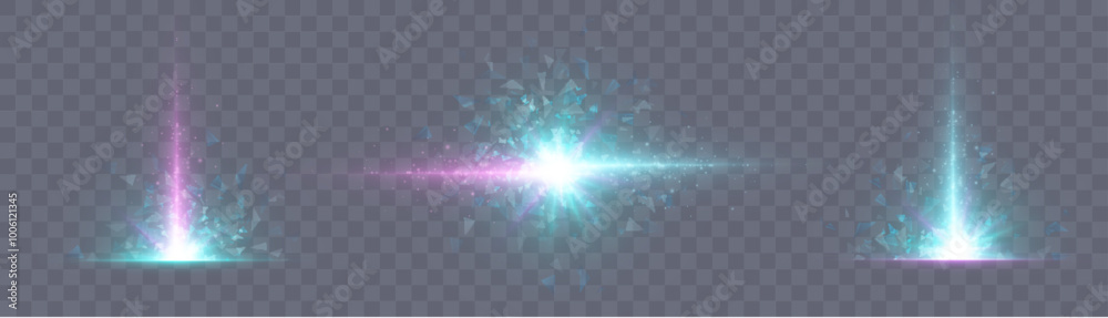 Poster bright abstract light effect with rays and glare, and energy explosion effect for vector illustratio