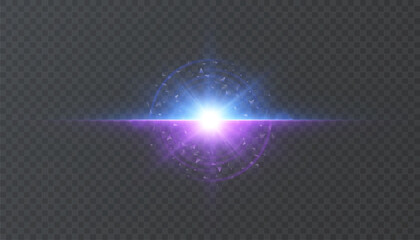 Bright abstract light effect with rays and glare, and energy explosion effect for vector illustration.