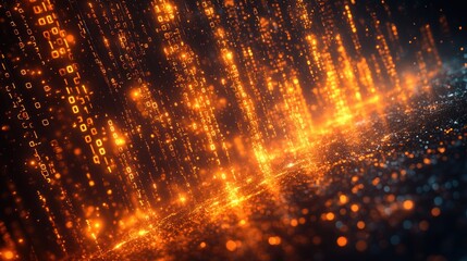 Fototapeta premium Digital Rain and Glittering Data