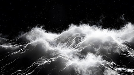 Digital Noise Aesthetic, abstract black backdrop with white disruptions, exploring themes of chaos and order in visual form