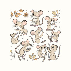 Obraz premium Mouse Hand Drawn Doodle Vector Design