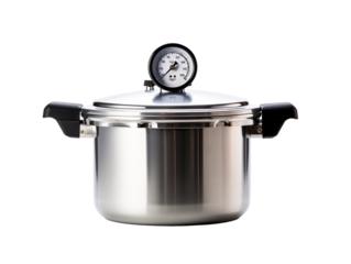 a pressure cooker with a gauge on top
