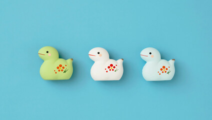  Japanese new year material. Zodiac Snake. Snake ornament on the light blue background....