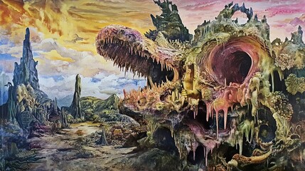 Obraz premium Surreal Landscape with Abstract Forms and Vivid Colors