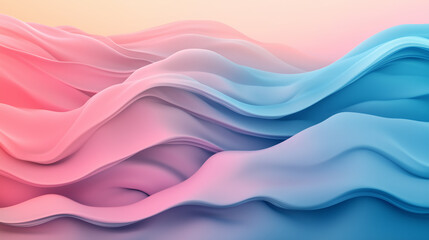 Fototapeta premium Pastel Flowing Waves Of Soft Pink And Blue With Fluid Digital Gradient And Calm Visual Aesthetic