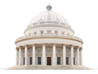 a white building with columns and a dome