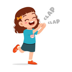 little kid clap hand and feel happy
