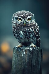 Fototapeta premium Owl on Wooden Post