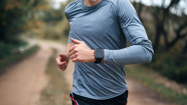 Man exercising wearing smart watch