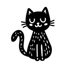 Hand-Drawn Doodle Cute Cat Vector Illustration