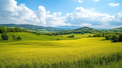 Obraz premium photo of a beautiful green meadow made 