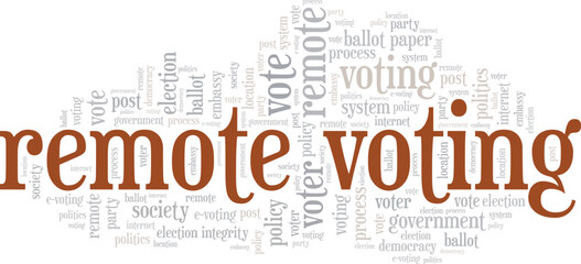 Obraz premium Remote Voting word cloud conceptual design isolated on white background.
