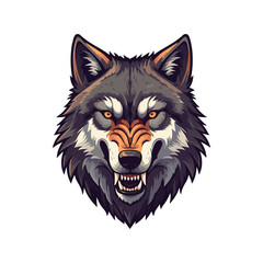 An esports-style illustration featuring an angry wolf head logo