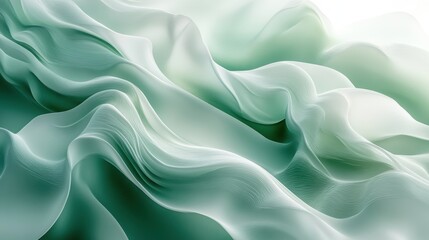 Obraz premium Wavy green and white line background with a glass texture