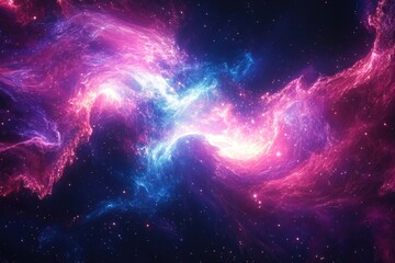 Obraz premium Purple and Blue Nebula with Stars,