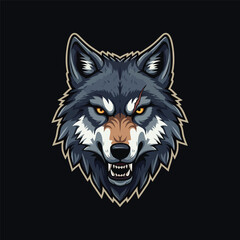 An esports-style illustration featuring an angry wolf head logo