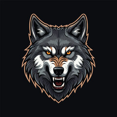 An esports-style illustration featuring an angry wolf head logo