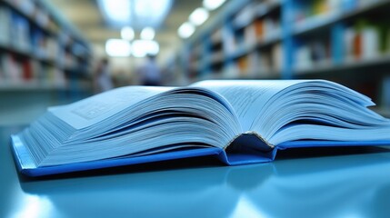 Open Book on Library Desk - Knowledge and Research Concept