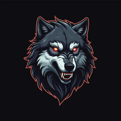 An esports-style illustration featuring an angry wolf head logo