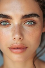 Fototapeta premium Close-Up of a Woman's Eye with Detailed Eyelashes and Brows
