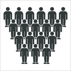 Silhouetted Crowd in V-Shaped Formation