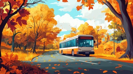 Obraz premium City transport scene with tram, bus, and cars on the street in an urban environment